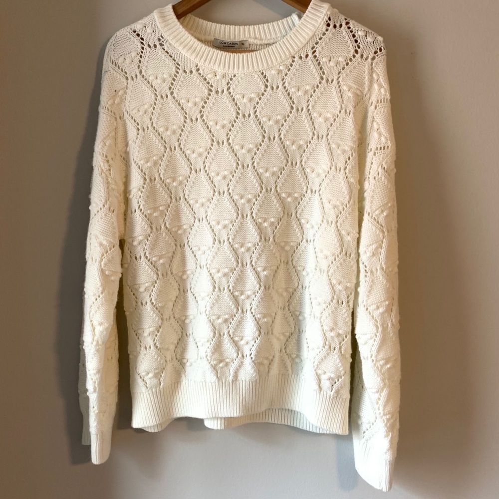 LCW knit pullover cream sweater XL